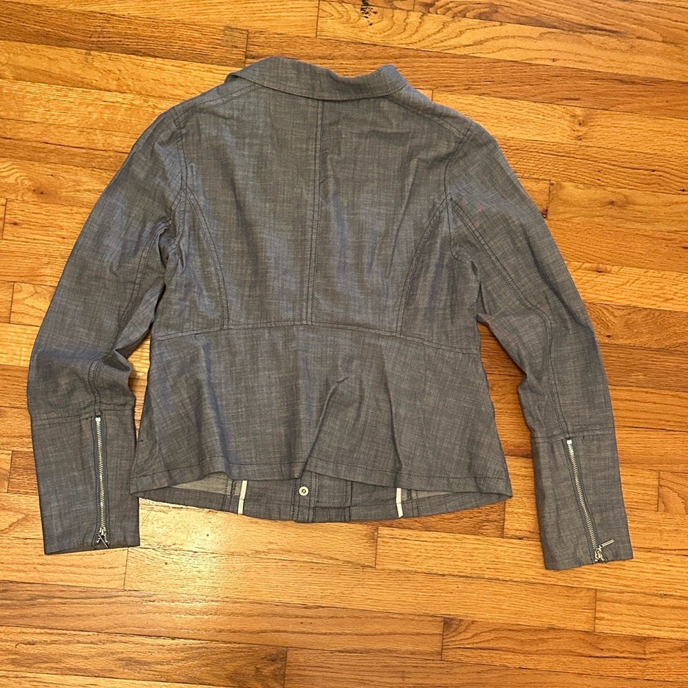 White House Black Market Blue Linen Utility Jacket - Picture 5 of 6